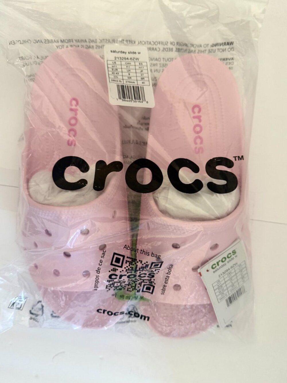 NWT CROCS Women's Saturday Slide Pink Milk - Picture 6 of 7